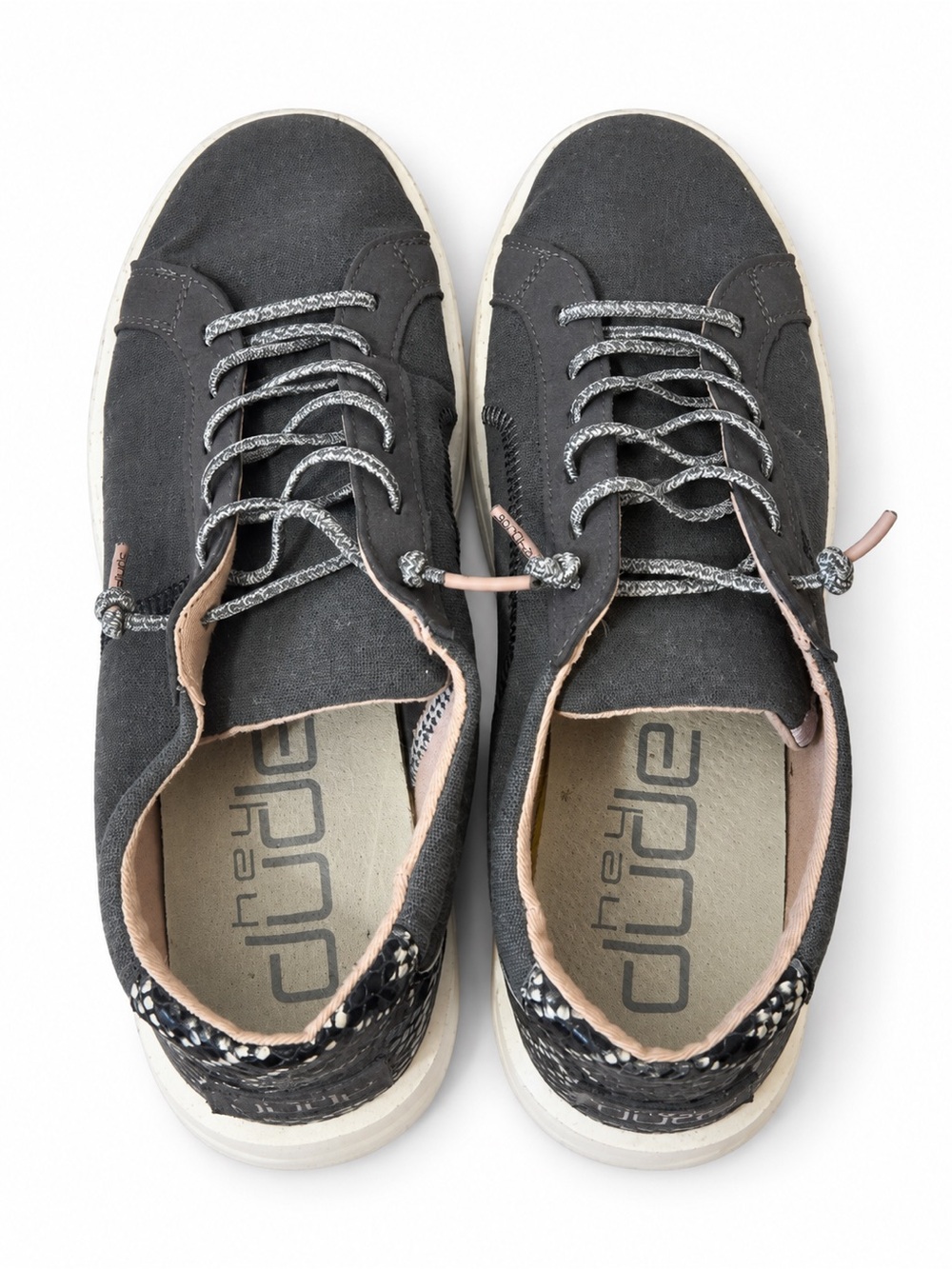 Hey Dude Women's Dark Charcoal Slip-On Sneakers with Blush Trim
